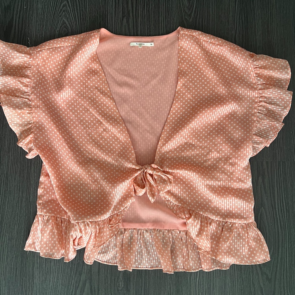 Tularosa Winnie Polka Dot Blouse in Coral